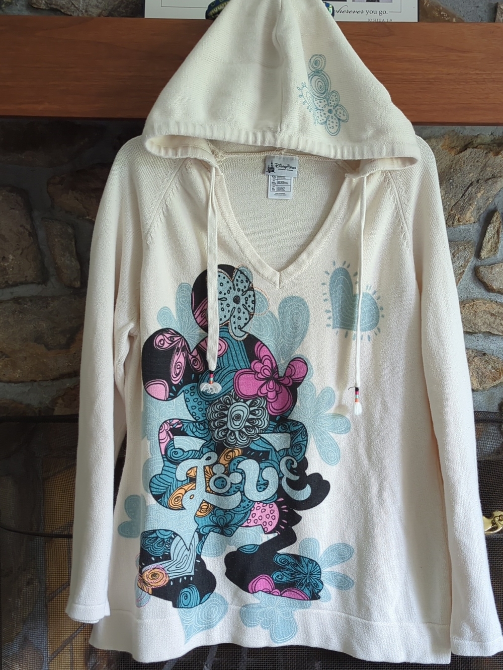 Disney Parks Hippie Minnie Mouse Ivory Hooded Sweater